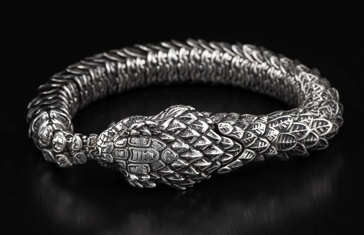 Ouroboros Sterling Silver Snake Bracelet - Image 5